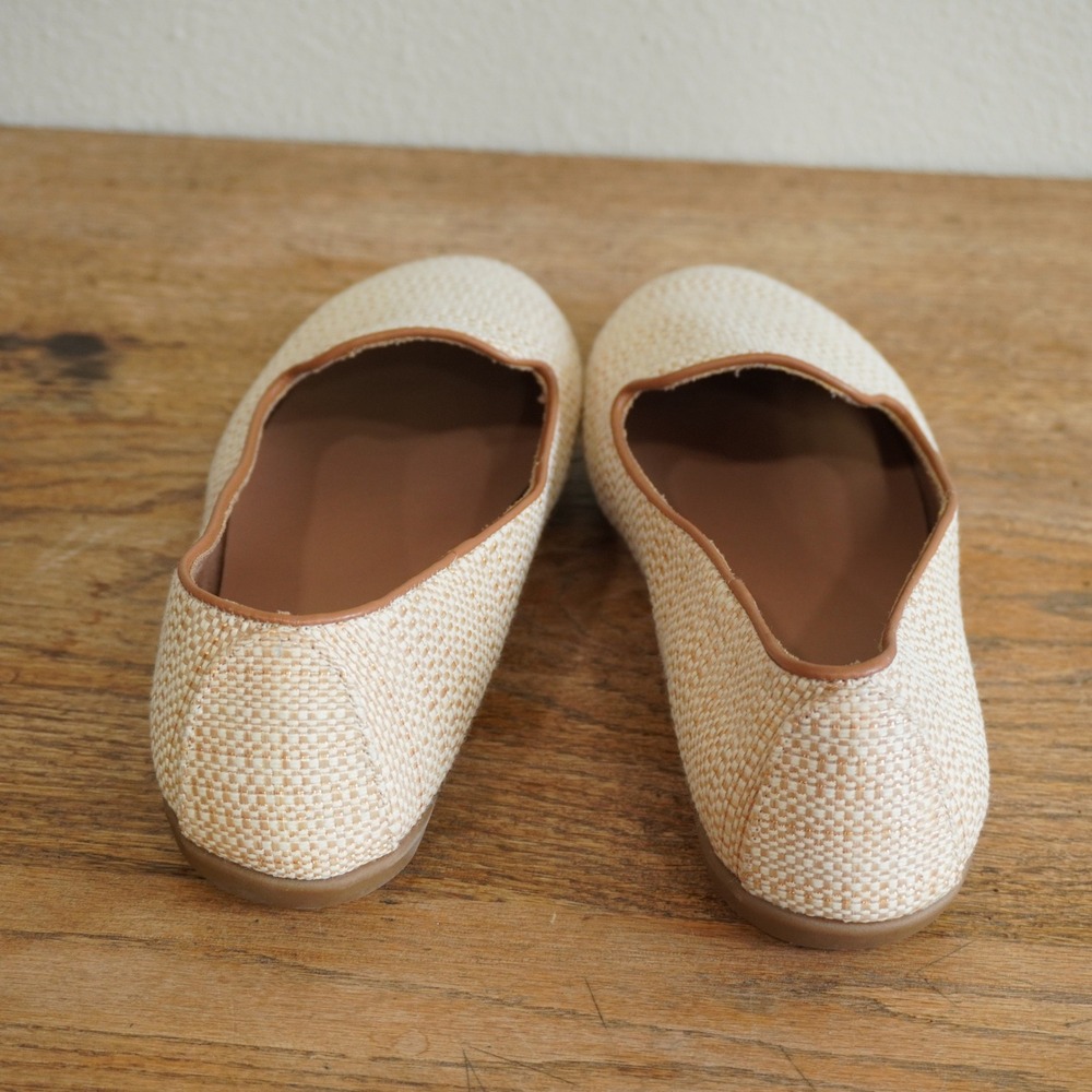 Aerosoles Women Size 10 Beige Flat Tan Woven Raffia Loafers Smoking Slipper Shoe - Picture 6 of 7